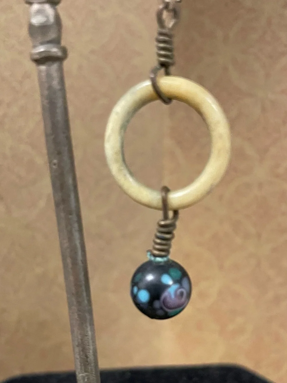 Vintage Clay, Lucite and 14KT Gold Earrings